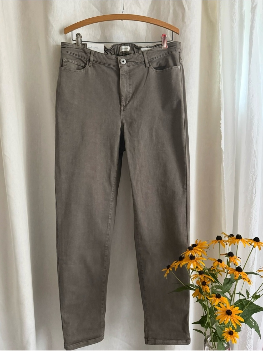 NWT J.Jill Denim Boyfriend Straight Leg Ankle Jeans 16 Light Mocha Stretch